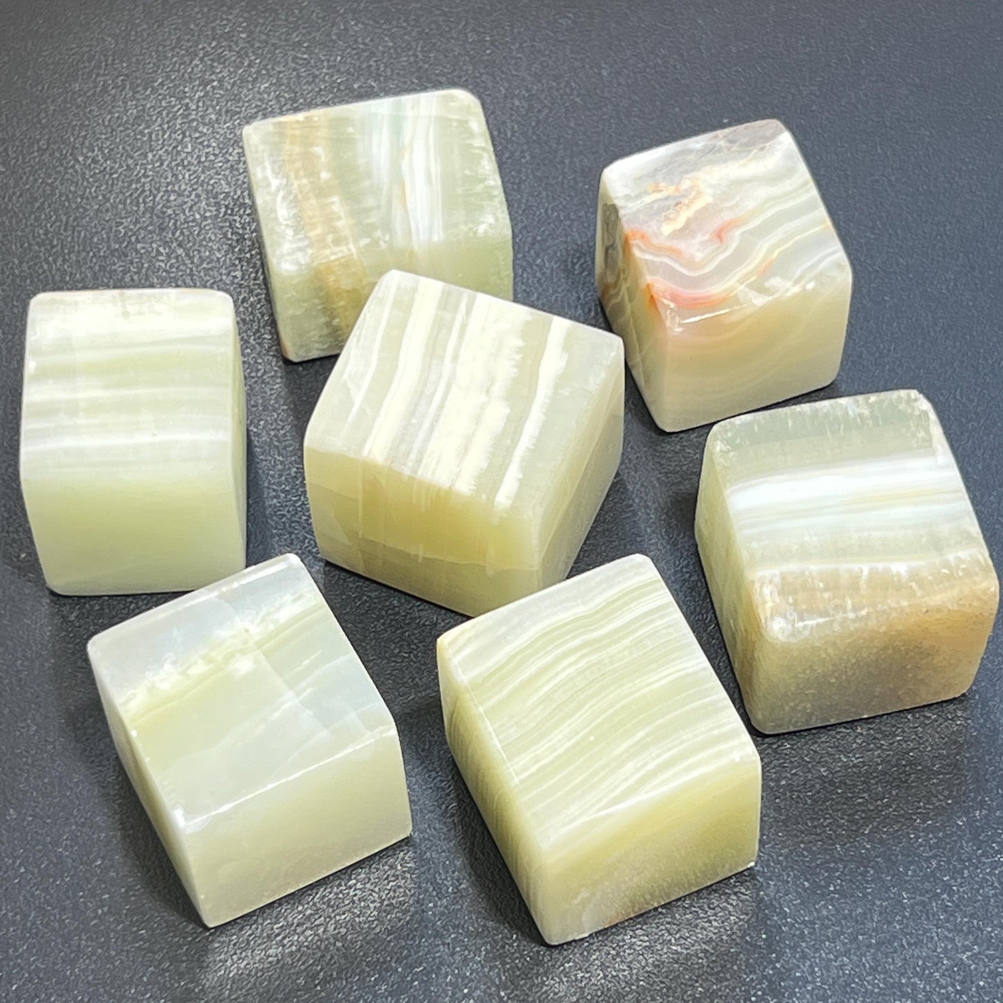Green Banded Pistachio Calcite Crystal Cube Block Carving Wholesale