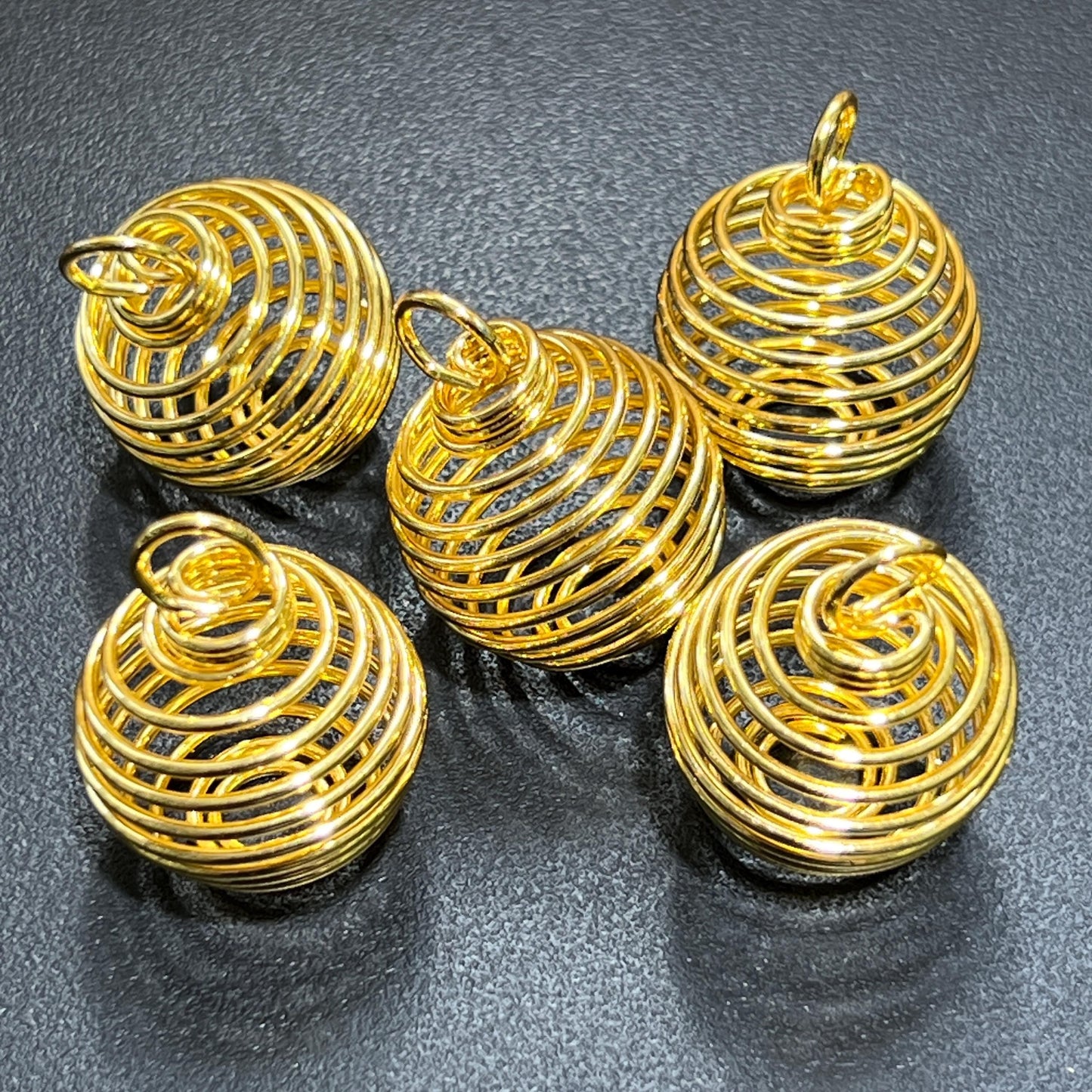 Crystal Gem Holder Spiral Cage Pendants (Silver, Gold, or Copper Plated) Circle Square Wholesale